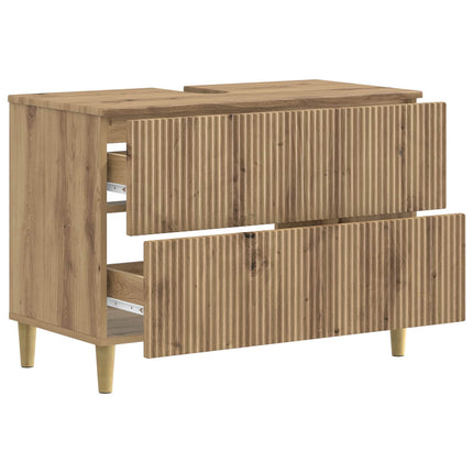 Badrumsskåp med handfat ARNHEM Artisan-ek 82 x 41 x 59 cm