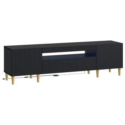 LED TV-skåp Svart Konstruerat trä