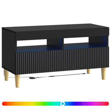 LED TV-skåp Svart Konstruerat trä