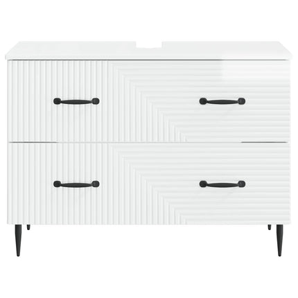 Badrumsskåp med handfat HAARLEM Vit högglans 82 x 41 x 58,5 cm
