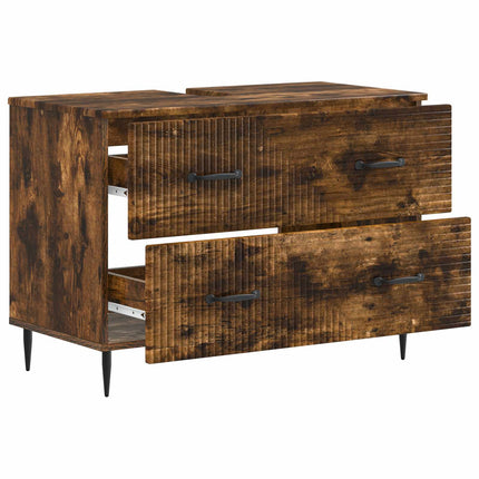 Badrumsskåp med handfat HAARLEM Rökt ek 82 x 41 x 58,5 cm