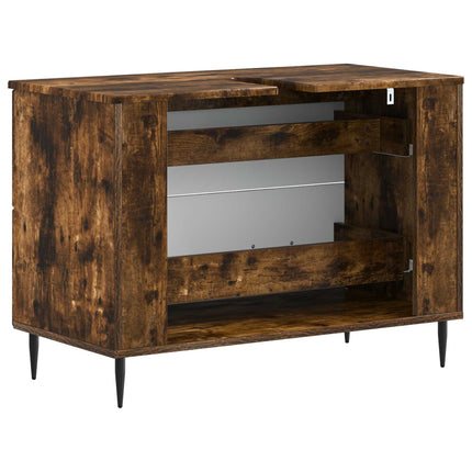 Badrumsskåp med handfat HAARLEM Rökt ek 82 x 41 x 58,5 cm