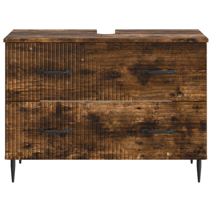 Badrumsskåp med handfat HAARLEM Rökt ek 82 x 41 x 58,5 cm