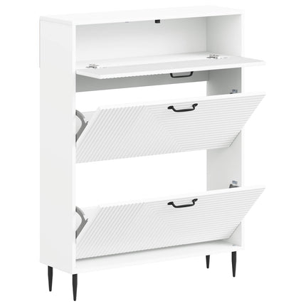 Skoskåp HAARLEM 78 x 24 x 103 cm Konstruerat trä Vit