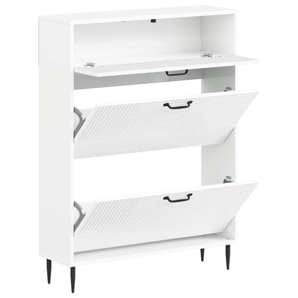 Skoskåp HAARLEM 78 x 24 x 103 cm Konstruerat trä Vit högglans