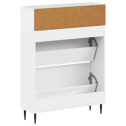 Skoskåp HAARLEM 78 x 24 x 103 cm Konstruerat trä Vit högglans