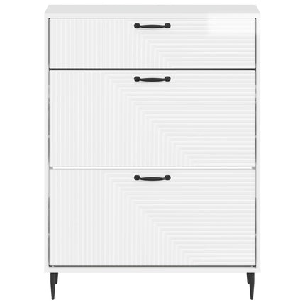 Skoskåp HAARLEM 78 x 24 x 103 cm Konstruerat trä Vit högglans