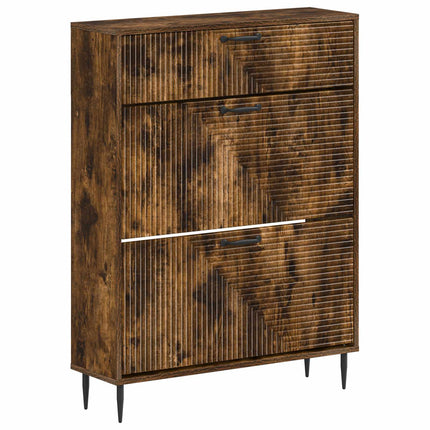 Skoskåp HAARLEM 78 x 24 x 103 cm Konstruerat trä Rökt ek