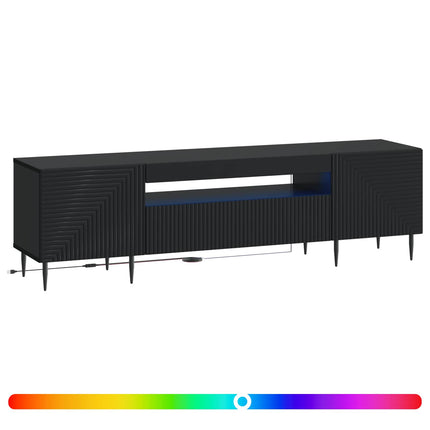 LED TV-skåp Svart Konstruerat trä