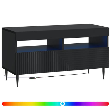 LED TV-skåp Svart Konstruerat trä