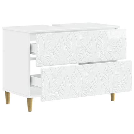 Badrumsskåp med handfat DELFT Vit högglans 82 x 41 x 59 cm