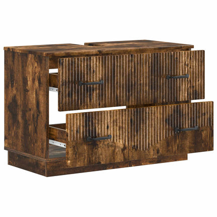 Badrumsskåp med handfat HOORN Rökt ek 82 x 41 x 56 cm