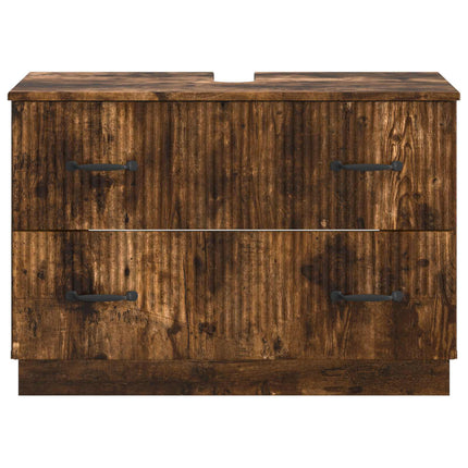 Badrumsskåp med handfat HOORN Rökt ek 82 x 41 x 56 cm