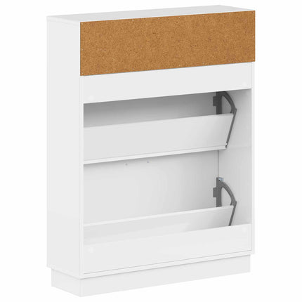 Skoskåp HOORN 78 x 24 x 100 cm Konstruerat trä Vit högglans