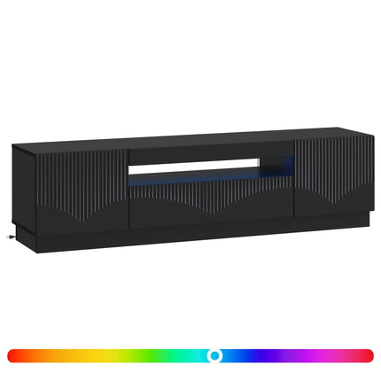 LED TV-skåp Svart Konstruerat trä