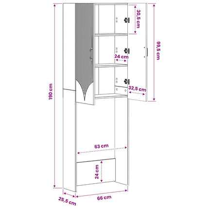 Toalett skåp HOORN Betonggrå 66 x 25,5 x 190 cm Konstruerat trä