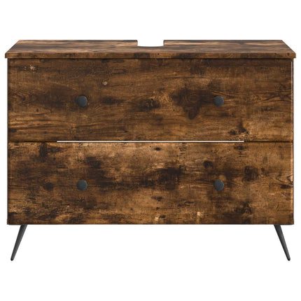 Badrumsskåp med handfat BREDA Rökt ek 82 x 41 x 59 cm