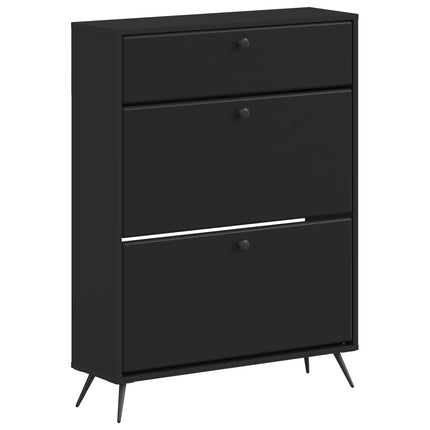 Skoskåp BREDA 78 x 24 x 103 cm Konstruerat trä Svart