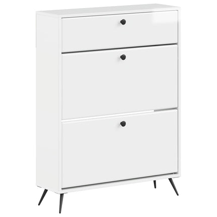 Skoskåp BREDA 78 x 24 x 103 cm Konstruerat trä Vit högglans