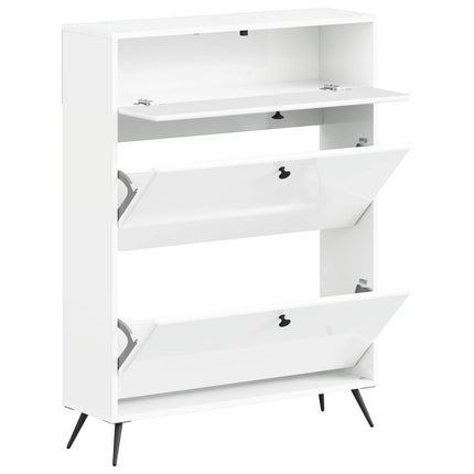 Skoskåp BREDA 78 x 24 x 103 cm Konstruerat trä Vit högglans
