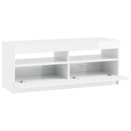 LED TV-skåp Vit högglans Konstruerat trä