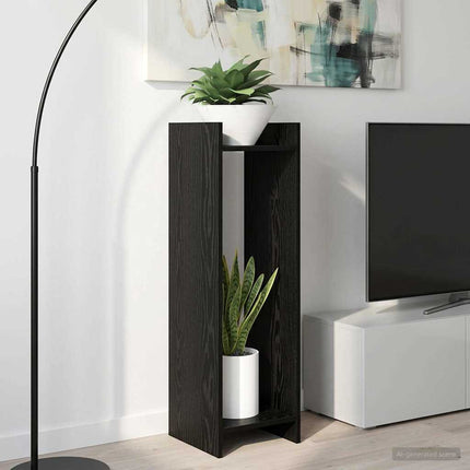 Växtställ med hylla Svart Ek 30 x 30 x 100 cm Konstruerat trä