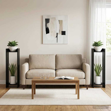 Växtställ 2 pcs Svart Ek 30 x 30 x 100 cm Konstruerat trä