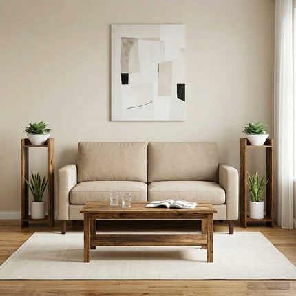 Växtställ 2 pcs Gammalt trä 30 x 30 x 100 cm Konstruerat trä