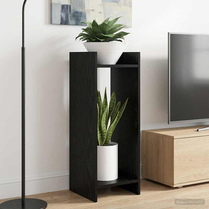 Växtställ med hylla Svart Ek 30 x 30 x 80 cm Konstruerat trä