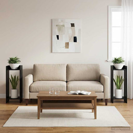 Växtställ 2 pcs Svart Ek 30 x 30 x 80 cm Konstruerat trä