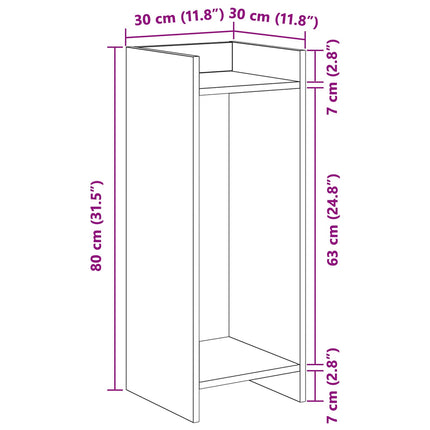 Växtställ med hylla BetongGrå 30 x 30 x 80 cm Konstruerat trä