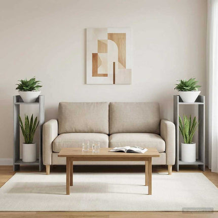 Växtställ 2 pcs Grå Sonoma 30 x 30 x 80 cm Konstruerat trä