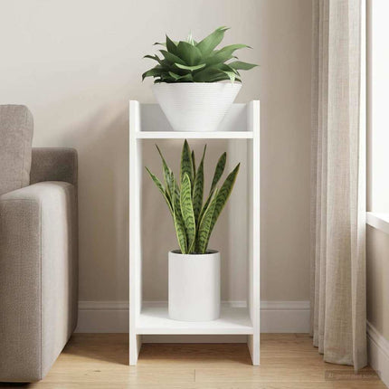 Växtställ med hylla Vit 30 x 30 x 60 cm Konstruerat trä