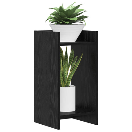 Växtställ med hylla Svart Ek 30 x 30 x 60 cm Konstruerat trä