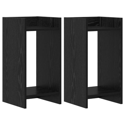 Växtställ med hylla Svart Ek 30 x 30 x 60 cm Konstruerat trä