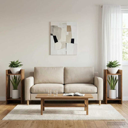 Växtställ 2 pcs Gammalt trä 30 x 30 x 60 cm Konstruerat trä