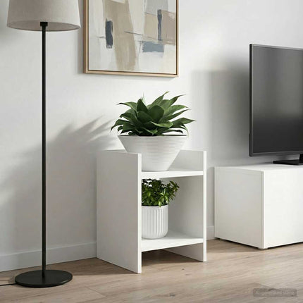 Växtställ med hylla 2 pcs Vit 30 x 30 x 40 cm Konstruerat trä