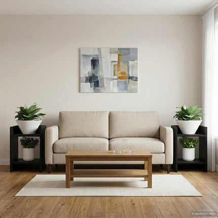 Växtställ 2 pcs Svart Ek 30 x 30 x 40 cm Konstruerat trä