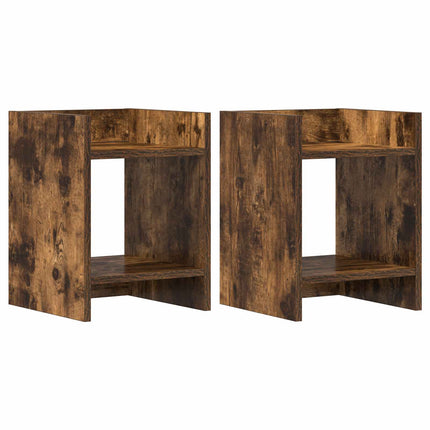 Växtställ 2 pcs Rökt Ek 30 x 30 x 40 cm Konstruerat trä