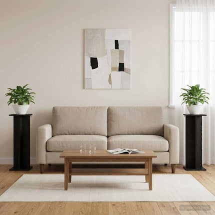 Växtställ 2 pcs Svart Ek 25 x 25,5 x 80,5 cm Konstruerat trä