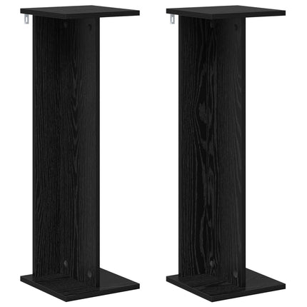 Växtställ 2 pcs Svart Ek 25 x 25,5 x 80,5 cm Konstruerat trä