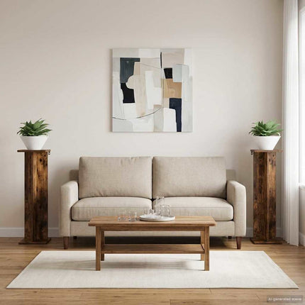 Växtställ 2 pcs Rökt Ek 25 x 25,5 x 80,5 cm Konstruerat trä