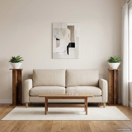 Växtställ 2 pcs Gammalt trä 25 x 25,5 x 80,5 cm Konstruerat trä