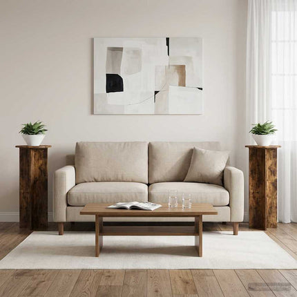 Växtställ 2 pcs Rökt ek Ø40 x 100 cm Konstruerat trä