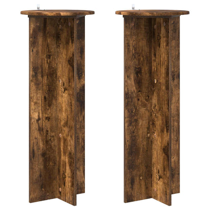 Växtställ 2 st Rökt ek Ø40 x 100 cm Konstruerat trä