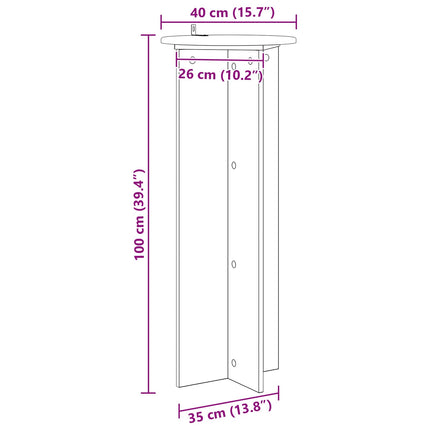 Växtställ 2 pcs Rökt ek Ø40 x 100 cm Konstruerat trä