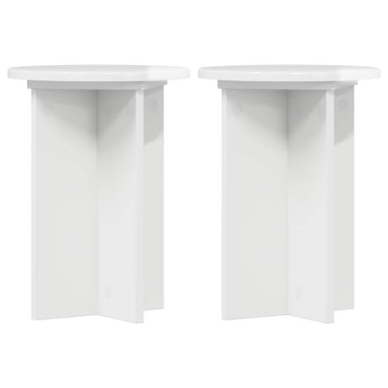 Växtställ 2 pcs Vit högglans Ø29,5 x 40 cm Konstruerat trä