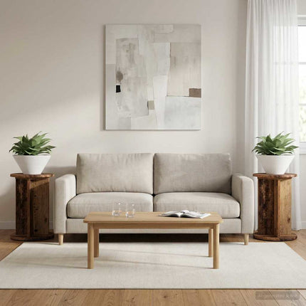 Växtställ 2 pcs Gammalt trä Ø29,5 x 40 cm Konstruerat trä