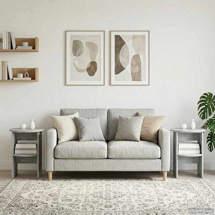 Sidokabinett 2 pcs BetongGrå Ø40 x 50 cm Konstruerat trä