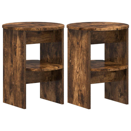 Sidokabinett 2 pcs Rökt Ek Ø40 x 50 cm Konstruerat trä